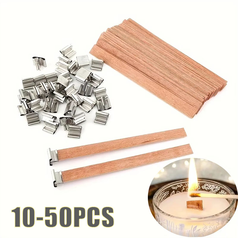 Wood Wick Crackle - 1-5개입 크랙클링 나무 양초 심지 세트,