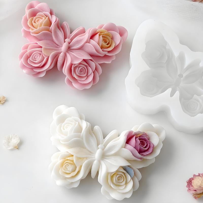 Candle Making Items - DIY 장미 나비 모양 실리콘 몰드