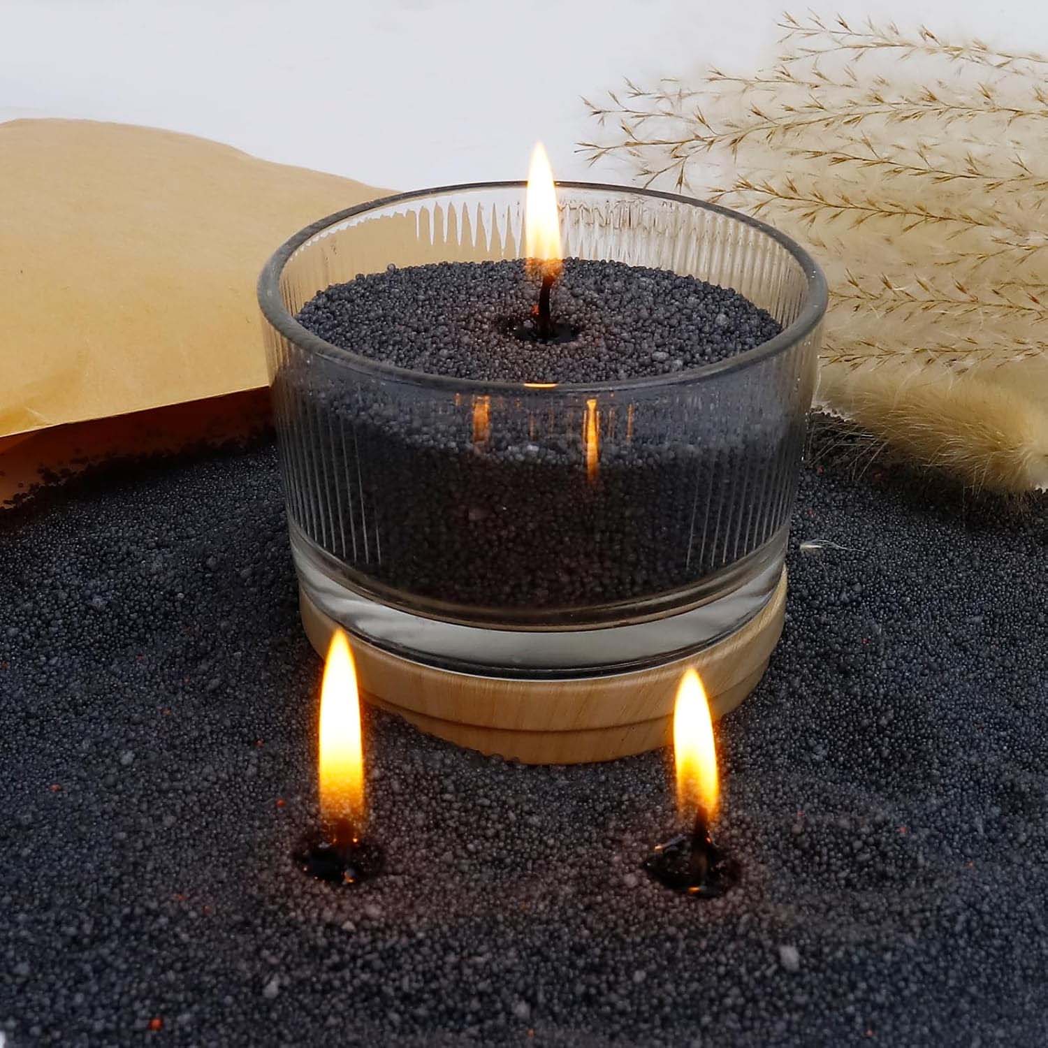 Candle Making Reno - 심지가 있는 검정색 캔들 모래, 200g,