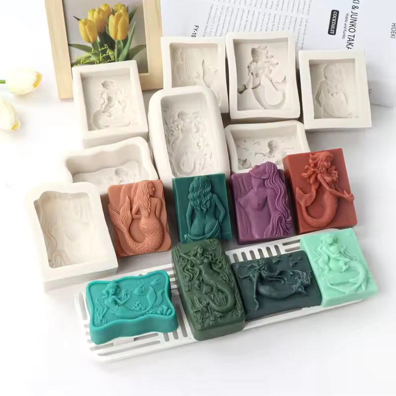 직사각형 바다 스타일 3D 인어 캔들 몰드 DIY 릴리 - Candle Making Items 리뷰 및 가격