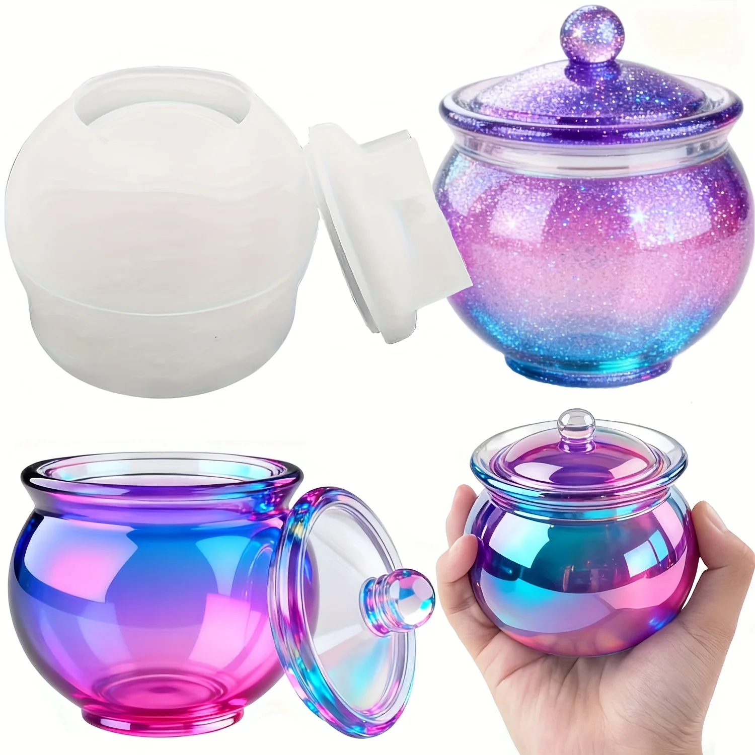 뚜껑이 있는 둥근 수지 캔 몰드 1세트, DIY 보석  - Candle Making Jars 리뷰 및 가격
